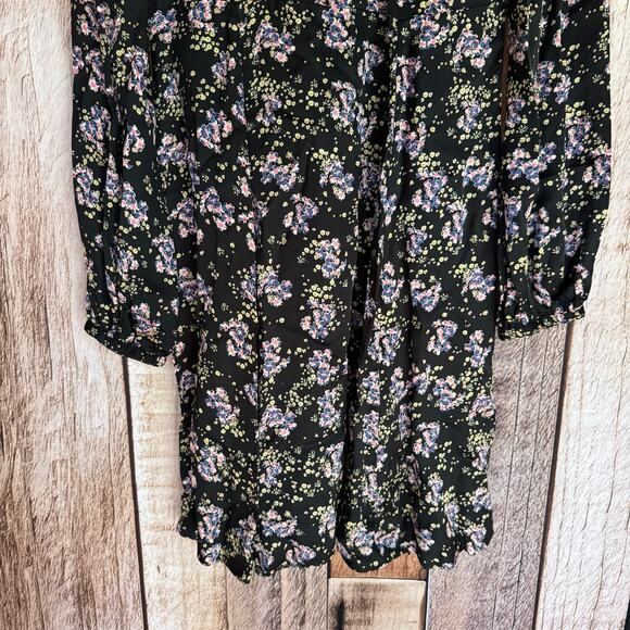 byTiMo Dress Floral Long Sleeve Mini Black Boho Romantic M Cottagecore Chic - Picture 4 of 8